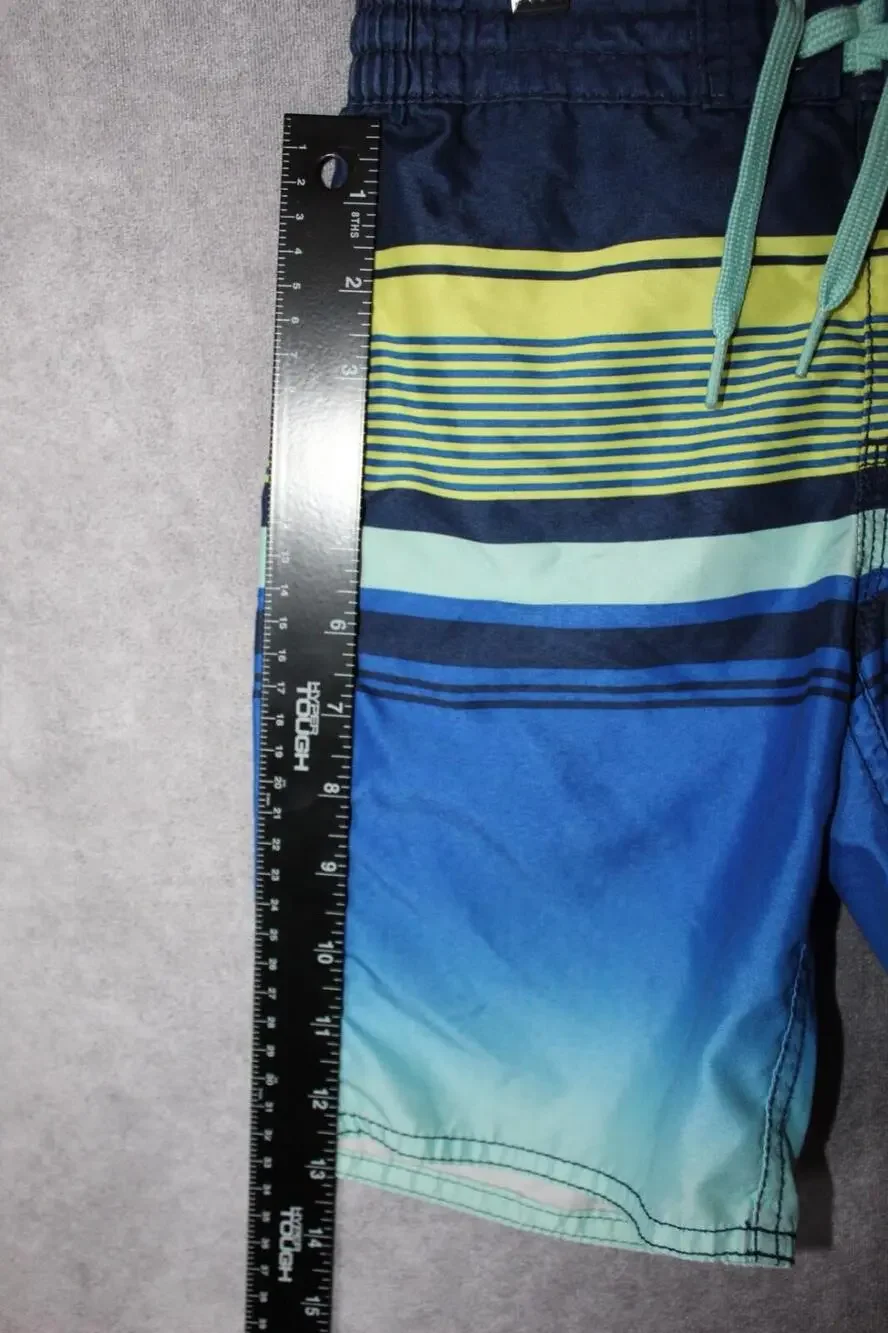 Old Navy Swim Shorts Boys S Blue Striped Elastic Waist Drawstring Polyester